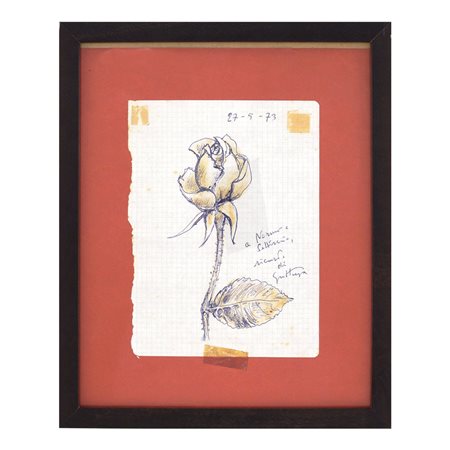 Renato Guttuso Bagheria 1911 - Roma 1987 20,5x15,5 cm. "Rosa", anno 1973,...
