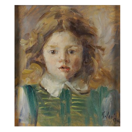 Giuseppe Savini Italia, XX Sec. 40x30 cm. "Ritratto di fanciulla", olio su...