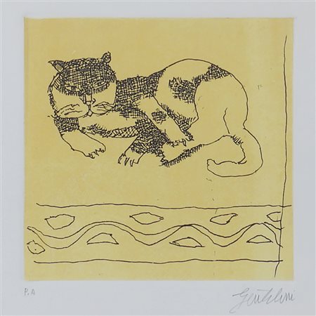 Franco Gentilini Faenza 1909 - Roma 1981 19x21 cm. "Gatto", litografia p.a.,...