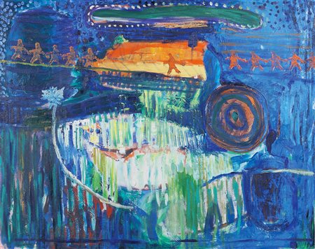 Harald Reiner Gratz Germania 1962 100x80 cm. "Die suche", olio e acrilico su...