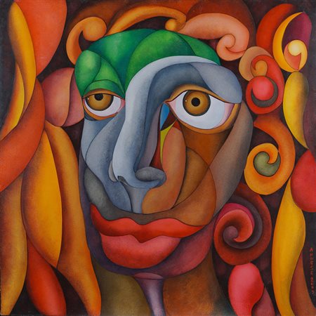 Giuseppe Annese Roma 1938 80x80 cm. "Senza titolo", tecnica mista su tavola,...