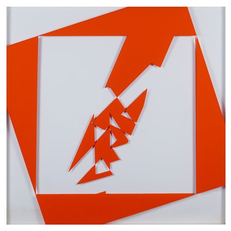 Renato Spagnoli Livorno 1928 100x100 cm. "Bianco e Rosso", 1974, tecnica...