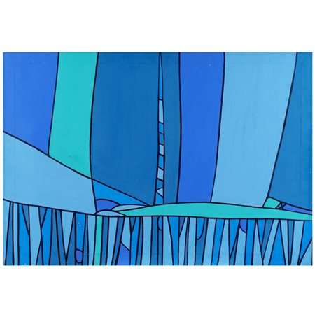 Genny Puccini Italia, XX Sec. 75x100 cm. "Superficie astratta blu celeste",...
