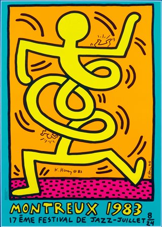 Keith Haring Reading 1958 - New York 1990 100x70 cm. "Montreaux Jazz Festival...