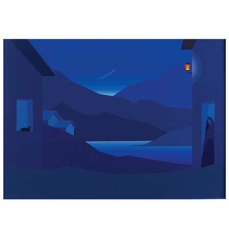 Giuseppe Castellani 1934 50x70 cm. "Sera", olio su tela firmato e datato 1988...