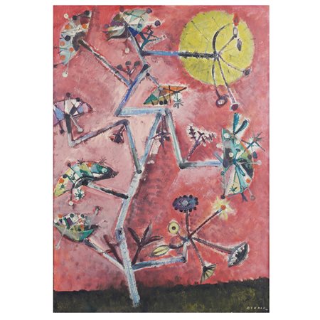 Federico Righi Trieste 1908 - 1986" 100x72 "Fiori di campo", olio su cartone,...