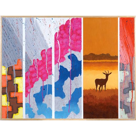 Giancarlo Novello Burano 1945 60x80 cm. "Gazzella", tecnica mista su tela,...