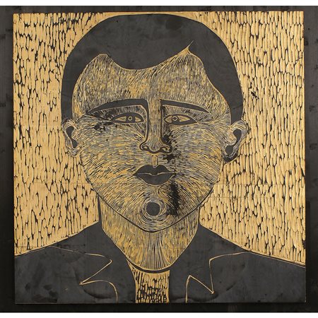 Patrizia Tonelli XX Sec. 102x103 cm. "Senza titolo" intaglio su legno entro...