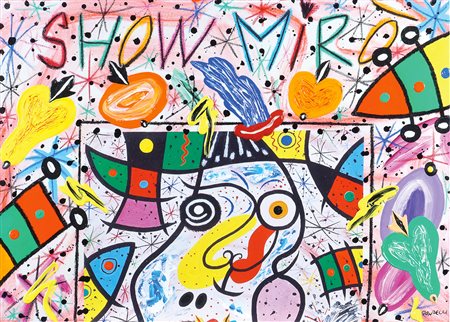 Piero Donzelli Napoli 1941 50x70 cm. "Show Mirò", olio su tela, firmato in...