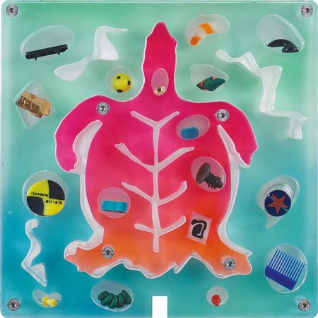 Renzo Nucara Crema 1955 30x30x5 cm. "Stratofilm tartaruga", scultura in...