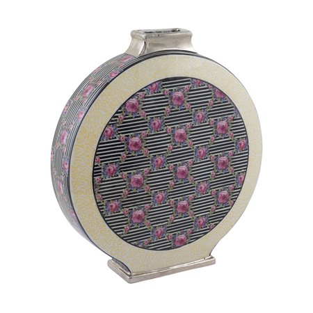 Limoges, vaso a fiasca in porcellana Francia, periodo Decò h. 26 cm. firmato...