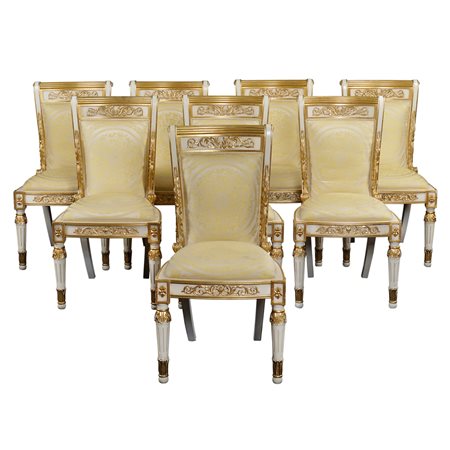 Gianni Versace home anni '90 92x50x49 cm. otto sedie modello Vanitas,...