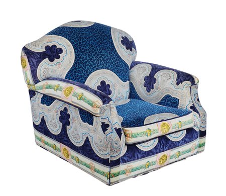 Gianni Versace Home anni '90 80x90x95 cm. poltrona rivestita in velluto...