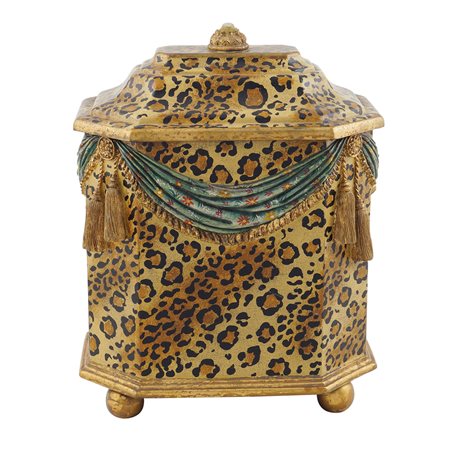 Scatola animalier in legno XX Sec. 39x30x23 cm. laccato in policromia e...