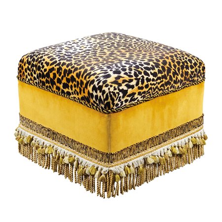 Pouf in tessuto animalier XX Sec. 45x52x52 cm.