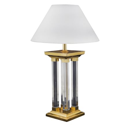 Lampada da tavolo Francia, XX Sec. h. 71 cm. struttura architettonica in...