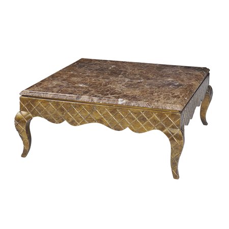 Tavolo da salotto XX Sec. 50x114x114 cm. in legno dorato intagliato con...