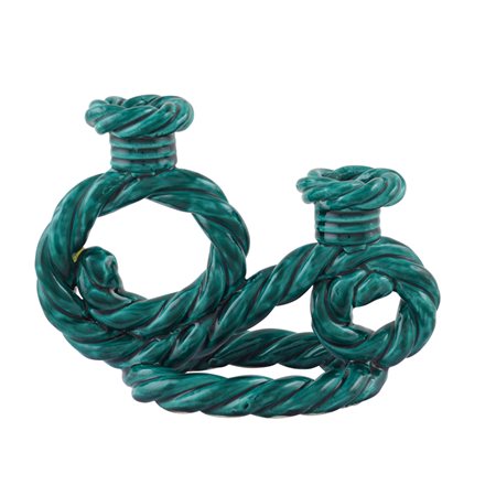 Vallauris, candeliere a due luci XX Sec. h. 16,7 cm. in ceramica nella...