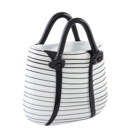 Vaso portafiori a forma di borsa Murano, XX Sec. h. 23 cm. in vetro opalino e...