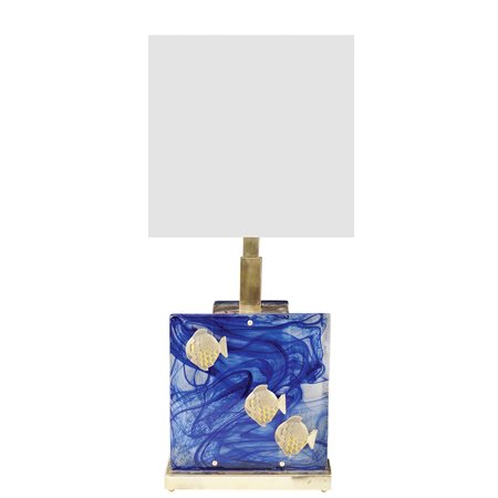 Lampada da tavolo in vetro e metallo dorato XX Sec. 62x31,5x18,5 cm. base...