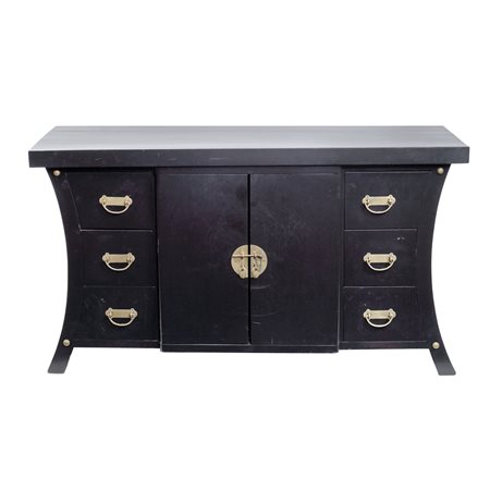 Credenza di linea mossa in legno ebanizzato manifattura orientale 83x150x49...