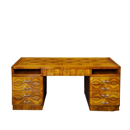 Grande scrivania in noce Francia, primi anni del XX Sec. 89x190x80 cm. piano...