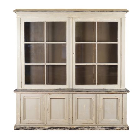 Libreria in legno decapato Francia XX Sec. 227x213x40 cm. parte superiore a...