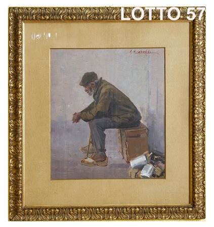 ERNESTO GIACOBBI (1891 – 1964) DIPINTO OLIO SU TAVOLA RAFF. IL VECCHIO STANCO...