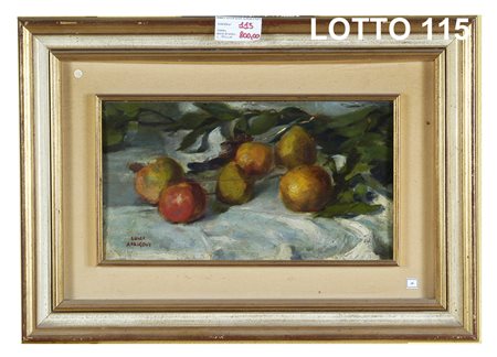 LUIGI ARRIGONI (1896 - 1964) DIPINTO OLIO SU TAVOLA RAFF. NATURA MORTA DI...