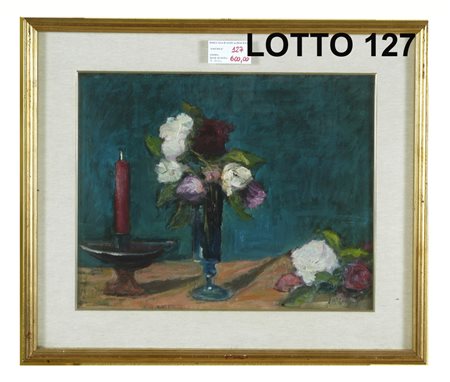 ATTILIO ROSSI (1909 - 1994) DIPINTO OLIO SU TAVOLA RAFF. NATURA MORTA CON...