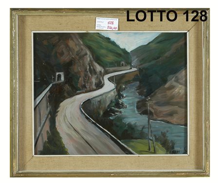 S. ANNONI DIPINTO OLIO SU CARTONE RAFF. PAESAGGIO CON STRADA MIS. 50 X 40