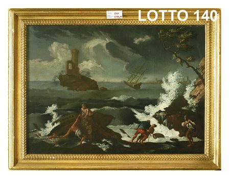 ANTONIO MARINI (1668 – 1725) AMBITO DIPINTO OLIO SU TELA RAFF. MARE IN...