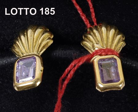 COPPIA DI ORECCHINI GRAMMI 1,95 RAFF. CAPESANTE CON AMETISTE IN ORO 750 %...