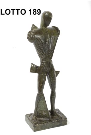 G. DE CHIRICO A FIRMA SCULTURA IN BRONZO RAFF. IL TROVATORE OPERA MULTIPLA H. 28