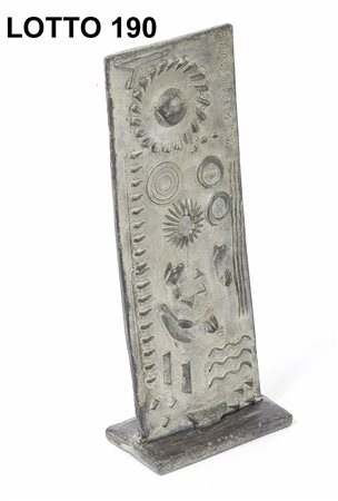 A. POMODORO A FIRMA SCULTURA IN BRONZO RAFF. ASTRATTO OPERA MULTIPLA H. 23