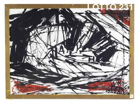 VINICIO DIPINTO TEMPERA SU CARTA RAFF. ASTRATTO MIS. 68 X 50