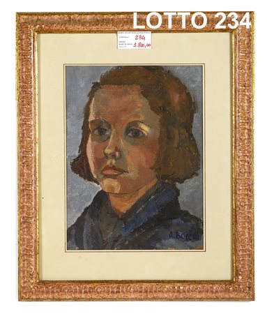 AMEDEO BOCCHI DIPINTO OLIO SU CARTA RAFF. VOLTO DI RAGAZZA MIS. 30 X 40