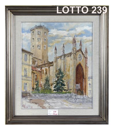 SANDRO ODELLI DIPINTO OLIO SU TAVOLA RAFF. CHIESA DI SANT'ANTONINO A PIACENZA...