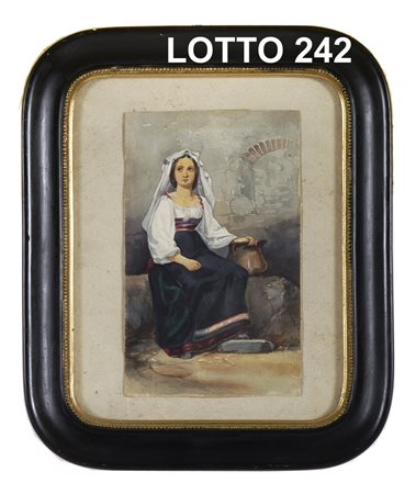 ALBERTO MELILLO (1866 – 1915) ACQUERELLO SU CARTONCINO RAFF. ACQUAIOLA MIS....