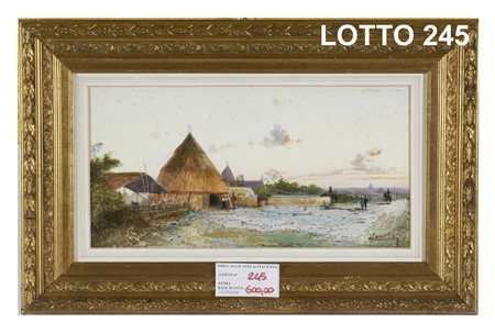 FEDERICO SCHIANCHI (1858 - 1919) ACQUERELLO SU CARTA RAFF. PAESAGGIO CON...