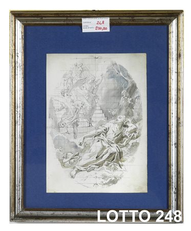 DISEGNO A CHINA SU CARTA RAFF. SCENA MITOLOGICA MIS. 25 X 36