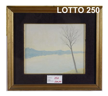 FIRMA ILLEGGIBILE DIPINTO OLIO SU TELA APPLICATA SU TAVOLA RAFF. PAESAGGIO...