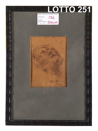 FRANCESCO GHITTONI (1855 - 1928) DISEGNO MATITA SU CARTA RAFF. VOLTO DI...