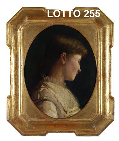 MOSE' BIANCHI (1840 - 1904) DIPINTO OLIO SU TELA RAFF. VISO DI RAGAZZA MIS....