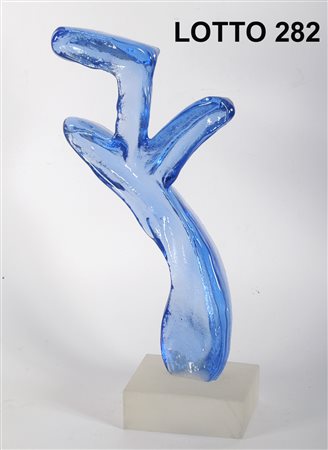 RICCARDO LICATA (1929) SCULTURA IN VETRO RAFF. FIGURA ASTRATTA SIGLATA 17 /...