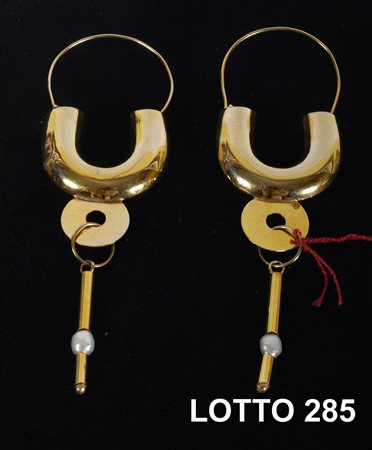 COPPIA DI ORECCHINI DA BALIA IN ORO 14 KT ITALIA PERIODO DECO' INZI DEL XX° SEC