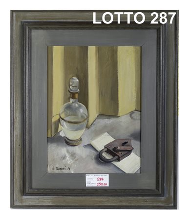 W. LUSARDI DIPINTO OLIO SU TAVOLA RAFF. NATURA MORTA MIS. 30 X 38