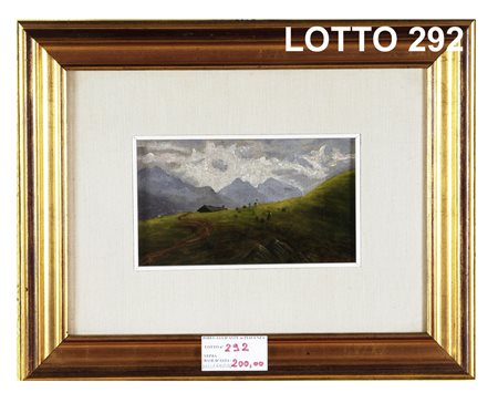 DELLA ROVERE DIPINTO OLIO SU CARTONE RAFF. PAESAGGIO MIS. 24 X 15