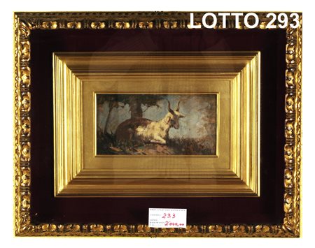 FILIPPO PALIZZI (1818 - 1899) DIPINTO OLIO SU TAVOLA RAFF. CAPRA MIS. 23 X 13