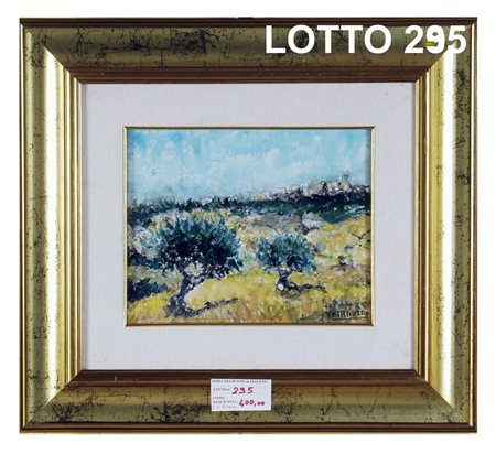 VITTORIO DI RIENZO (1920) DIPINTO OLIO SU CARTONE RAFF. VEDUTA DI MONTALCINO...